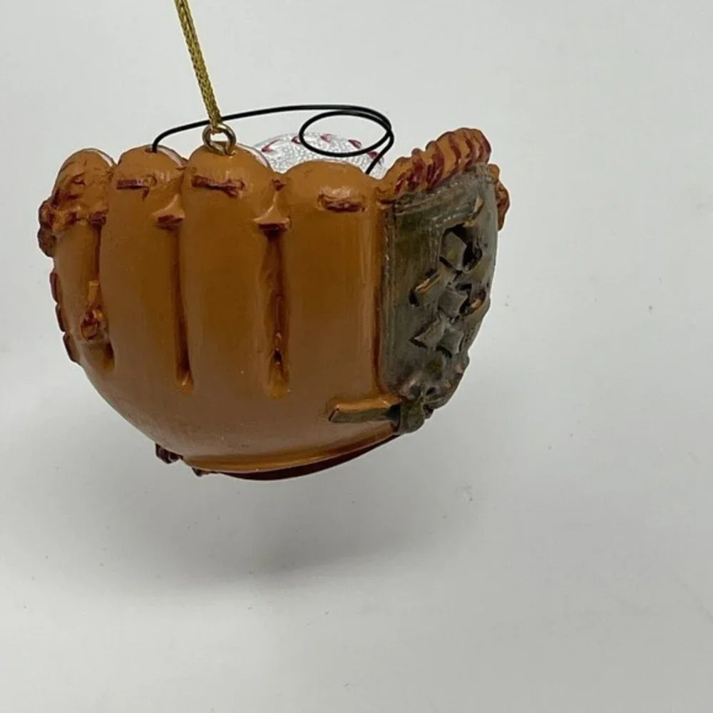 New‎ Baseball Glove Ball Christmas Ornament 3.5” Tan Brown Resin